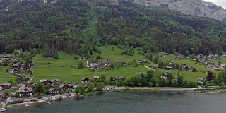奥地利格伦德湖鸟瞰图