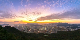 4 k。韩国釜山的城市景观