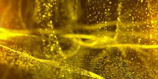 金色数字粒子波和网格抽象环境运动背景