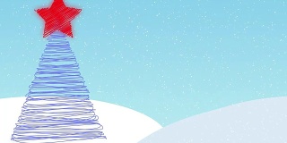 雪景圣诞树背景，与图形和文字的空间