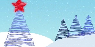 雪景圣诞树背景，与图形和文字的空间