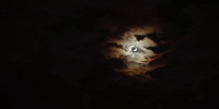 夜空中，乌云遮住了满月。高质量间隔拍摄。