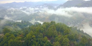 鸟瞰图。飞越高山森林与美丽的云雾村庄，在Doi luang Chiang道，清迈，泰国。