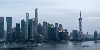 T/L WS HA PAN高视角上海市区，白天到晚上的过渡/上海，中国