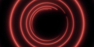 抽象背景与飞进隧道圆形形状。动画的无缝循环。氖圆形激光器