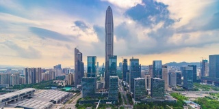 深圳的现代建筑外观，时光流逝/中国深圳。