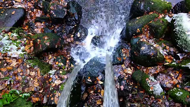 一股水流落下，水镜模糊了