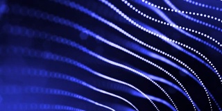 发光粒子的3d渲染循环动画形成摆动线作为摆动的花环作为节日背景或抽象背景的粒子与景深和散景像vj循环。蓝色25