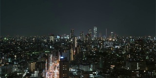东京，日本，时光流逝——从文教市民中心出发的东京夜间交通状况