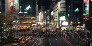 东京，日本，时间推移-涉谷夜从天空树塔中拍摄