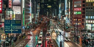 东京，日本，时光流逝——新宿夜晚的街道