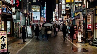 东京，日本，时光流逝——新宿夜行步行街视频素材模板下载