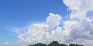 戏剧性的大气全景观看4K延时视频剪辑的蓝天和云与山区景观在美丽的夏日。