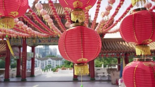 中国寺庙里的灯笼视频素材模板下载