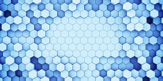 蓝色六边形单元无缝循环抽象三维动画