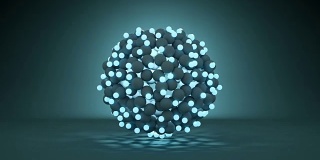 一堆发光的球体无缝循环3D渲染动画