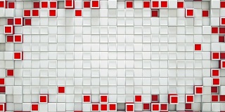 红色三维立方体框架和自由空间无缝循环背景