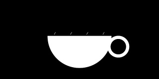 热气腾腾的茶喝咖啡动画循环，背景黑色