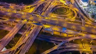 4k鸟瞰曼谷高速公路夜景视频素材模板下载