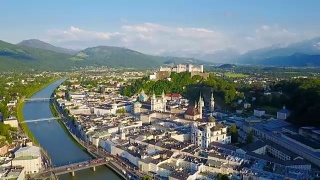 萨尔茨堡城市鸟瞰图视频素材模板下载