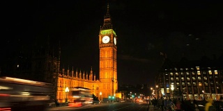 伦敦大本钟的夜晚时光流逝