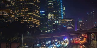 洛杉矶市中心夜间高速公路时间推移
