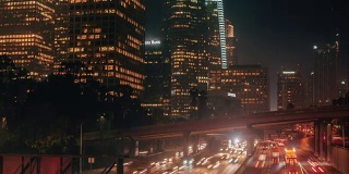 洛杉矶市中心夜间高速公路时间推移