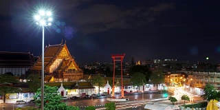 延时俯视图Wat Suthat，泰国曼谷