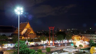 延时俯视图Wat Suthat，泰国曼谷视频素材模板下载