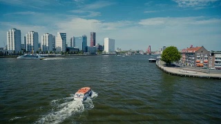 鹿特丹河上的快艇视频素材模板下载