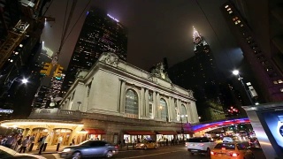 纽约曼哈顿之夜中央车站视频素材模板下载