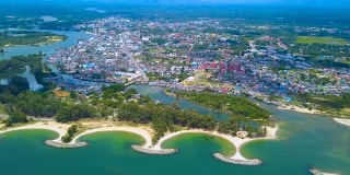 4k鸟瞰泰国那拉提瓦省美丽的海滩