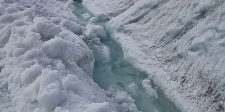 阿萨巴斯卡冰川上的冰水