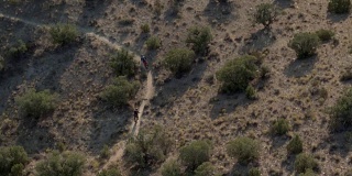 两个男人在沙漠里骑山地自行车