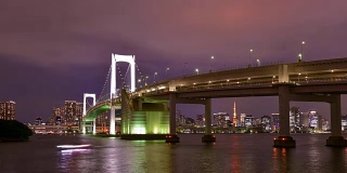 东京湾夜景，时间流逝。