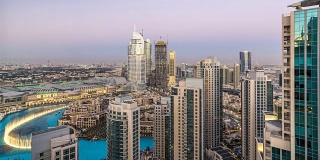 迪拜市中心从早到晚的时间流逝