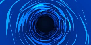 抽象的蓝色空间隧道二维动画，在空间循环运动。水循环在黑暗的背景视频。