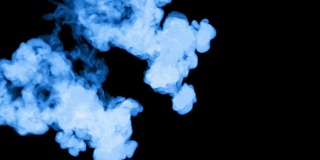 蓝色墨水溶于水，黑色背景与哑光。计算机仿真的三维渲染。墨水能溶于水。许多流1