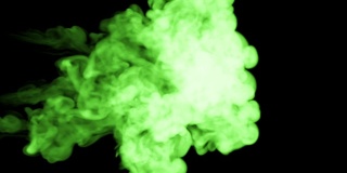 绿色油墨溶于水，黑色背景与哑光。计算机仿真的三维渲染。墨水能溶于水。许多流1