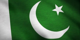 巴基斯坦国旗迎风飘扬。巴基斯坦国旗动画