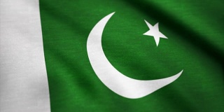 巴基斯坦国旗迎风飘扬。巴基斯坦国旗动画