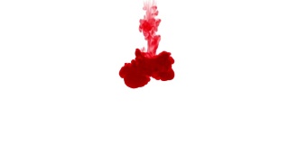 红色墨水溶于水，白色背景与光斑。计算机仿真的三维渲染。墨水能溶于水。3.