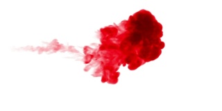 红色墨水溶于水，白色背景与光斑。计算机仿真的三维渲染。墨水能溶于水。5