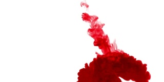 红色墨水溶于水，白色背景与光斑。计算机仿真的三维渲染。墨水能溶于水。12