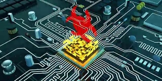 CPU，计算机处理器危险，系统故障，黑客攻击，警告信号