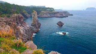 韩国济州岛的Oedolgae Rock视频素材模板下载