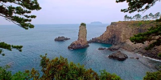 韩国济州岛的Oedolgae Rock