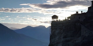 希腊迈特拉Varlaam修道院的日落