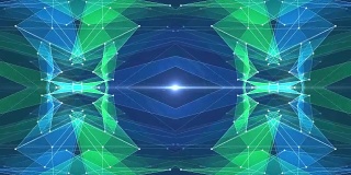 抽象对称蓝绿色多边形星形网闪亮云动画背景新质量动态技术运动彩色视频片段