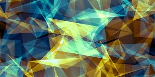 抽象对称蓝黄色多边形星形闪亮云动画背景新质量动态技术运动彩色视频素材